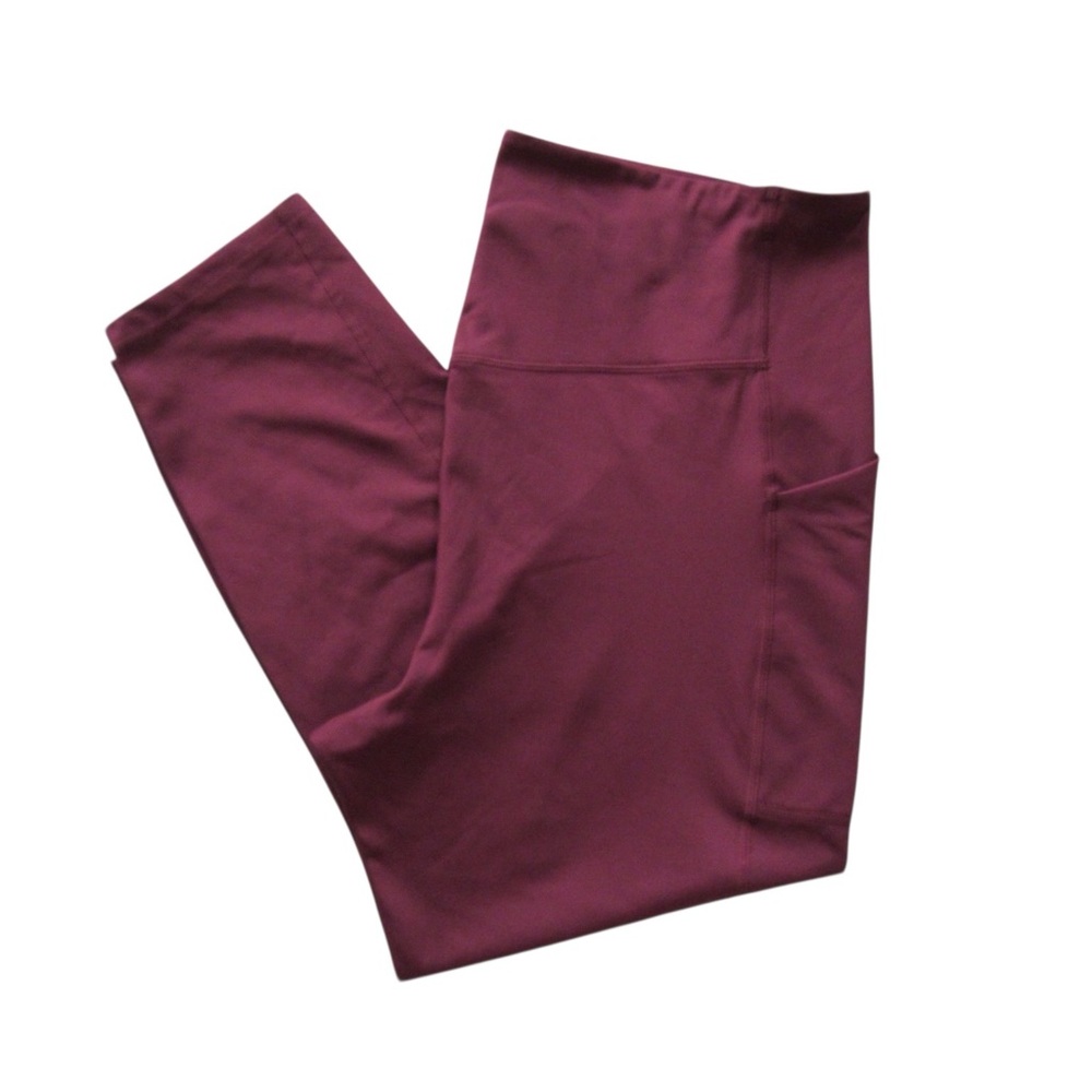 Girlfriend Collective Leggings XXXL Plum High Rise Cropped Pockets Stretch Gym